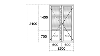 алюмінієві двері 2100 на 1200 мм